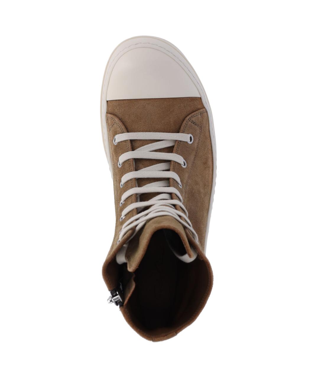 RICK OWENS Коричневые замшевые высокие кроссовки / кеды, фото 5