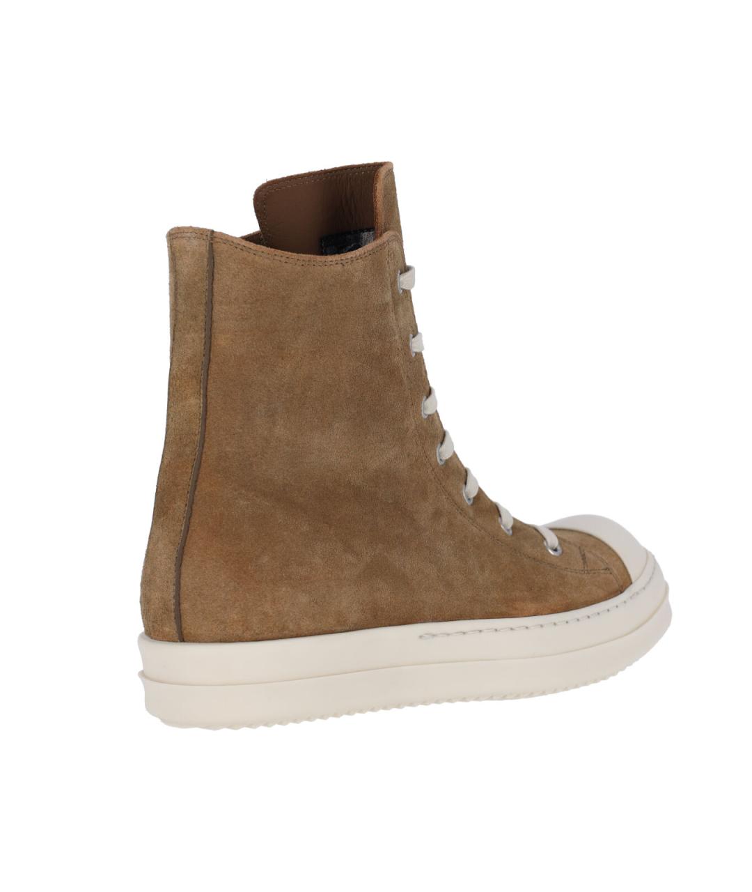 RICK OWENS Коричневые замшевые высокие кроссовки / кеды, фото 4