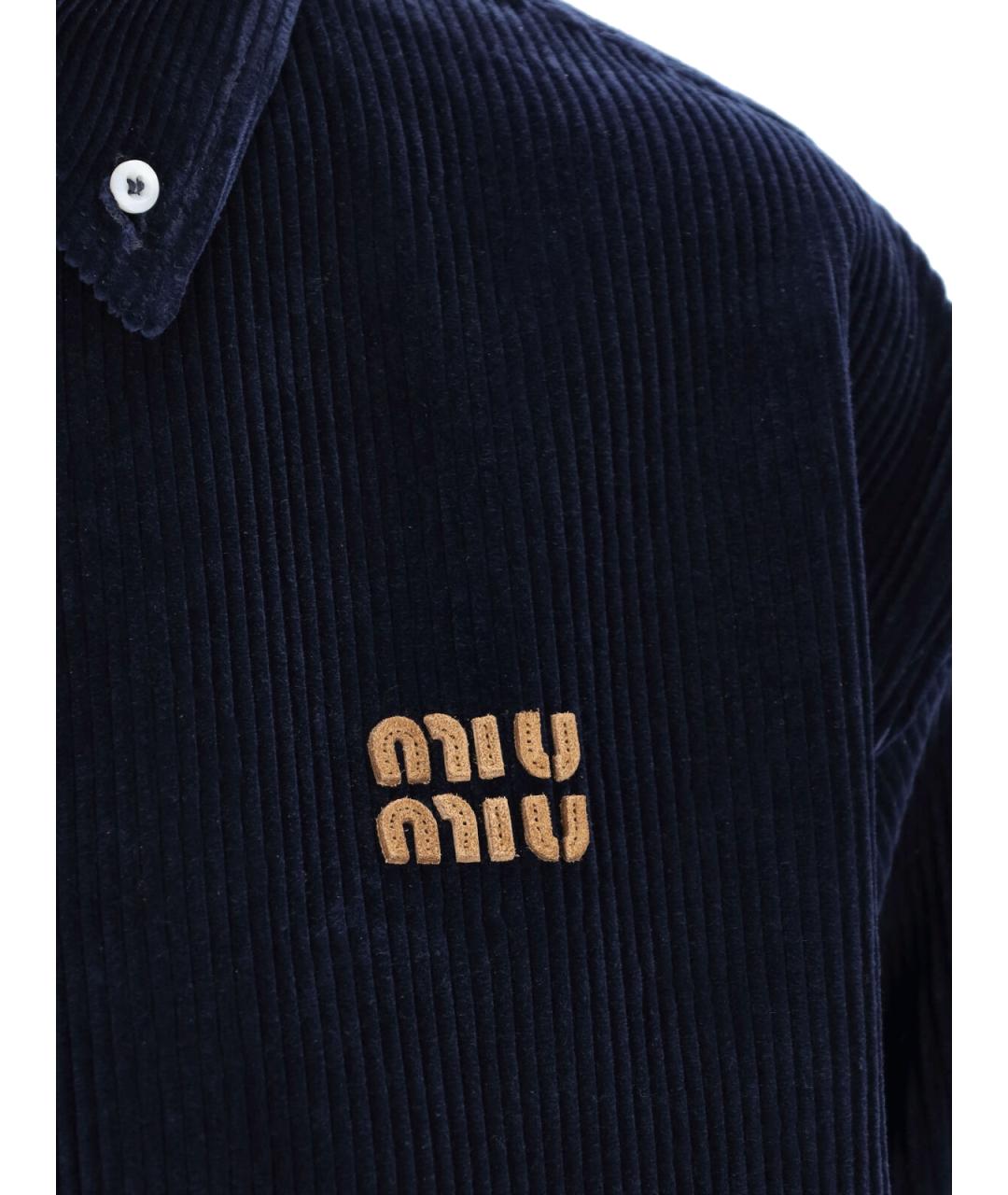 MIU MIU Темно-синяя хлопковая рубашка, фото 4
