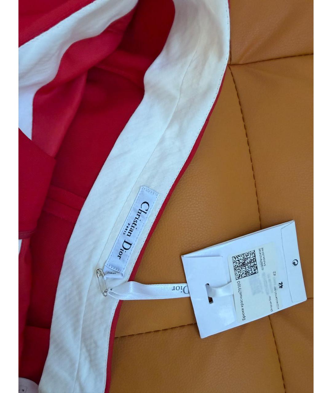 CHRISTIAN DIOR Красные шерстяные прямые брюки, фото 4