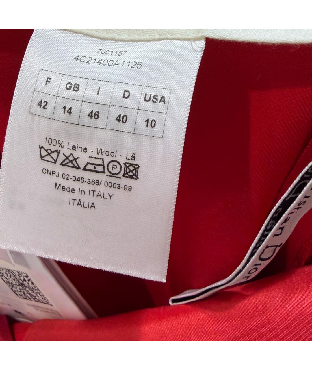 CHRISTIAN DIOR Красные шерстяные прямые брюки, фото 5