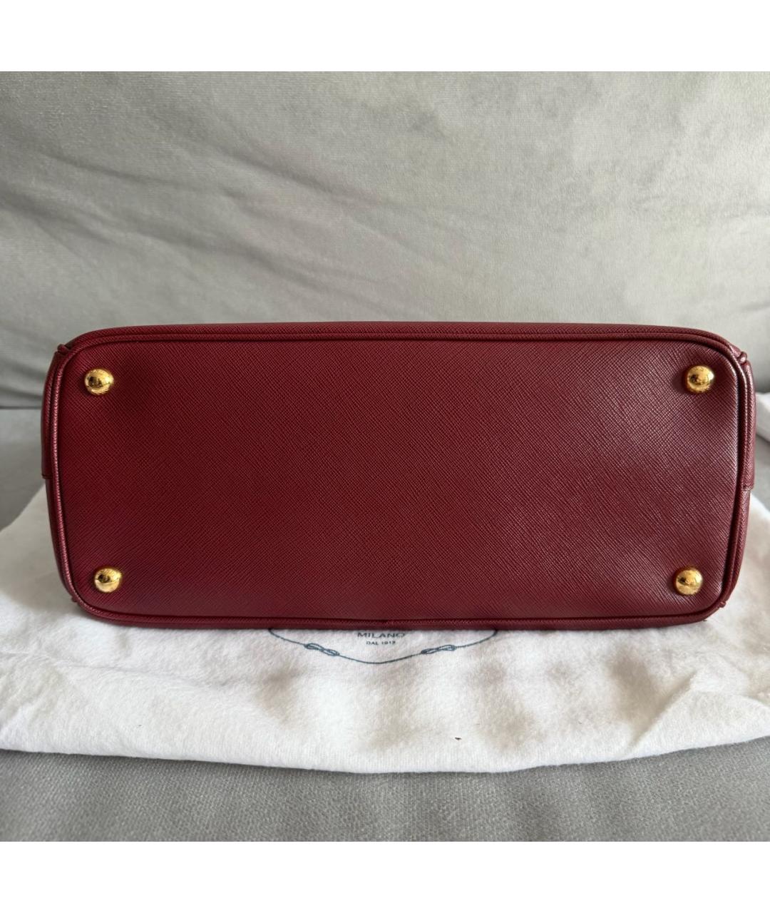 PRADA Бордовая кожаная сумка с короткими ручками, фото 5