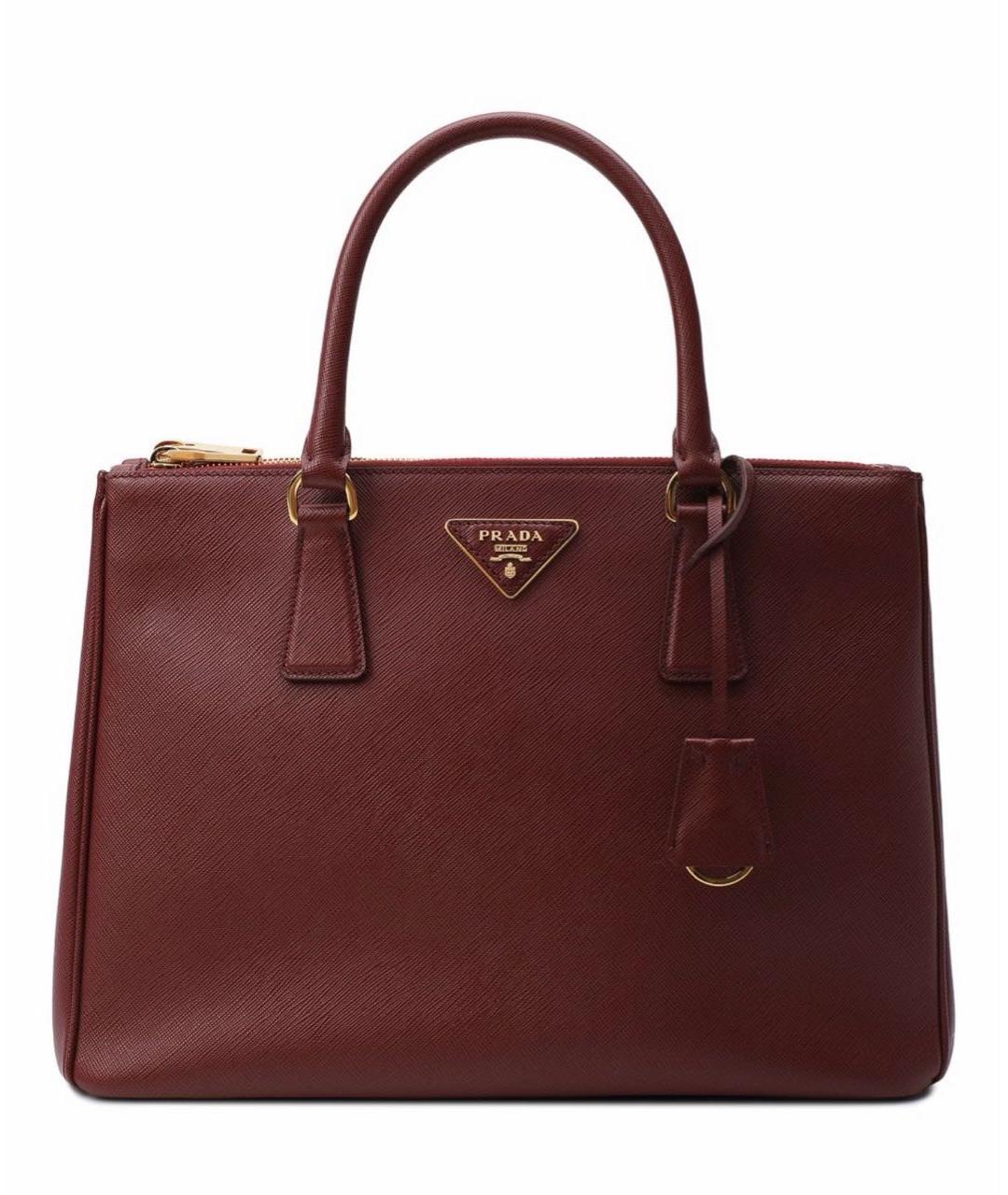 PRADA Бордовая кожаная сумка с короткими ручками, фото 1