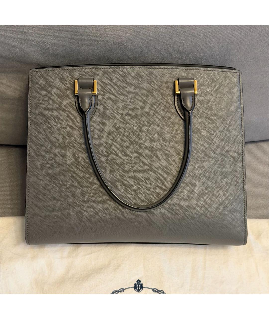 PRADA Серая кожаная сумка тоут, фото 3