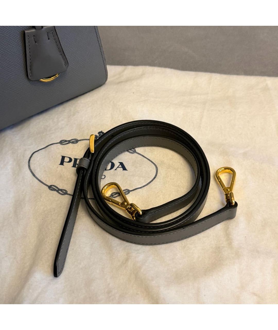 PRADA Серая кожаная сумка тоут, фото 8