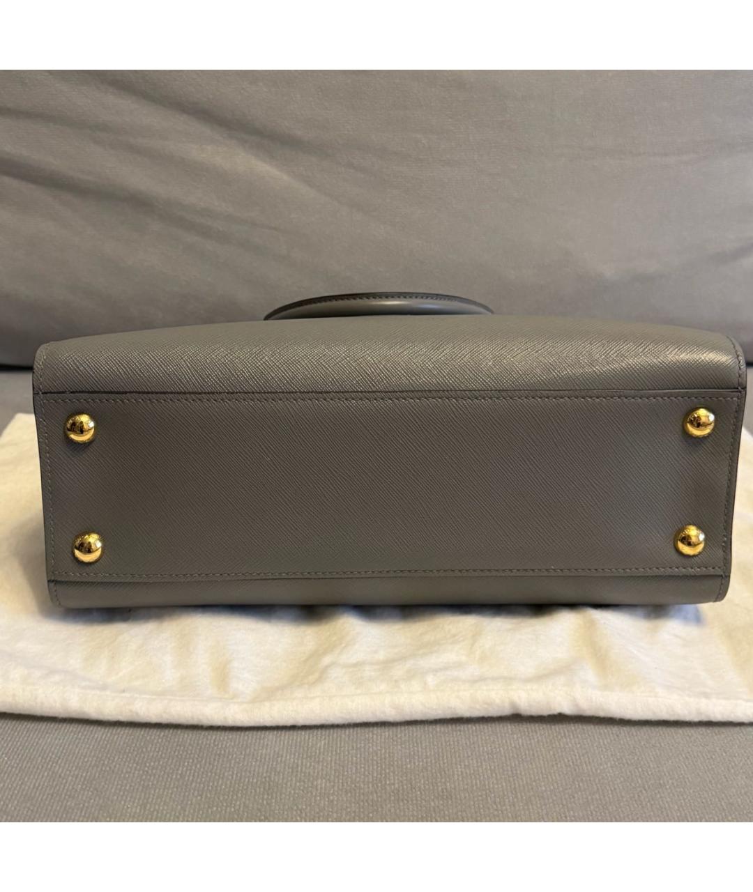 PRADA Серая кожаная сумка тоут, фото 5