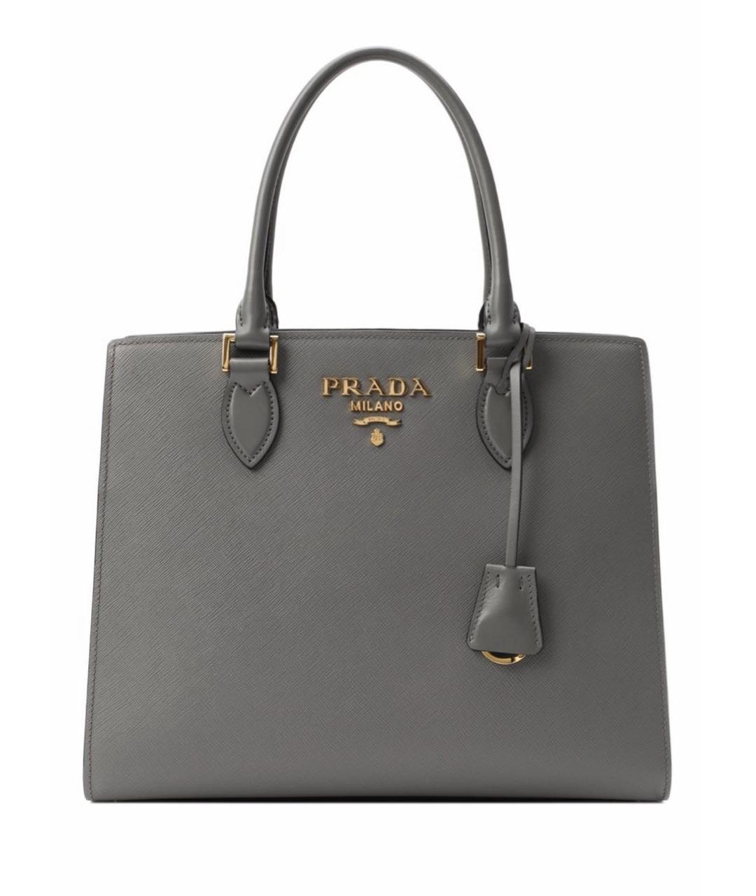 PRADA Серая кожаная сумка тоут, фото 1