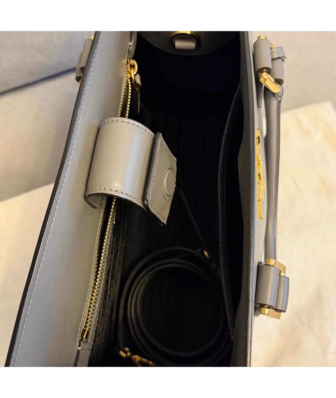 PRADA Серая кожаная сумка тоут, фото 7