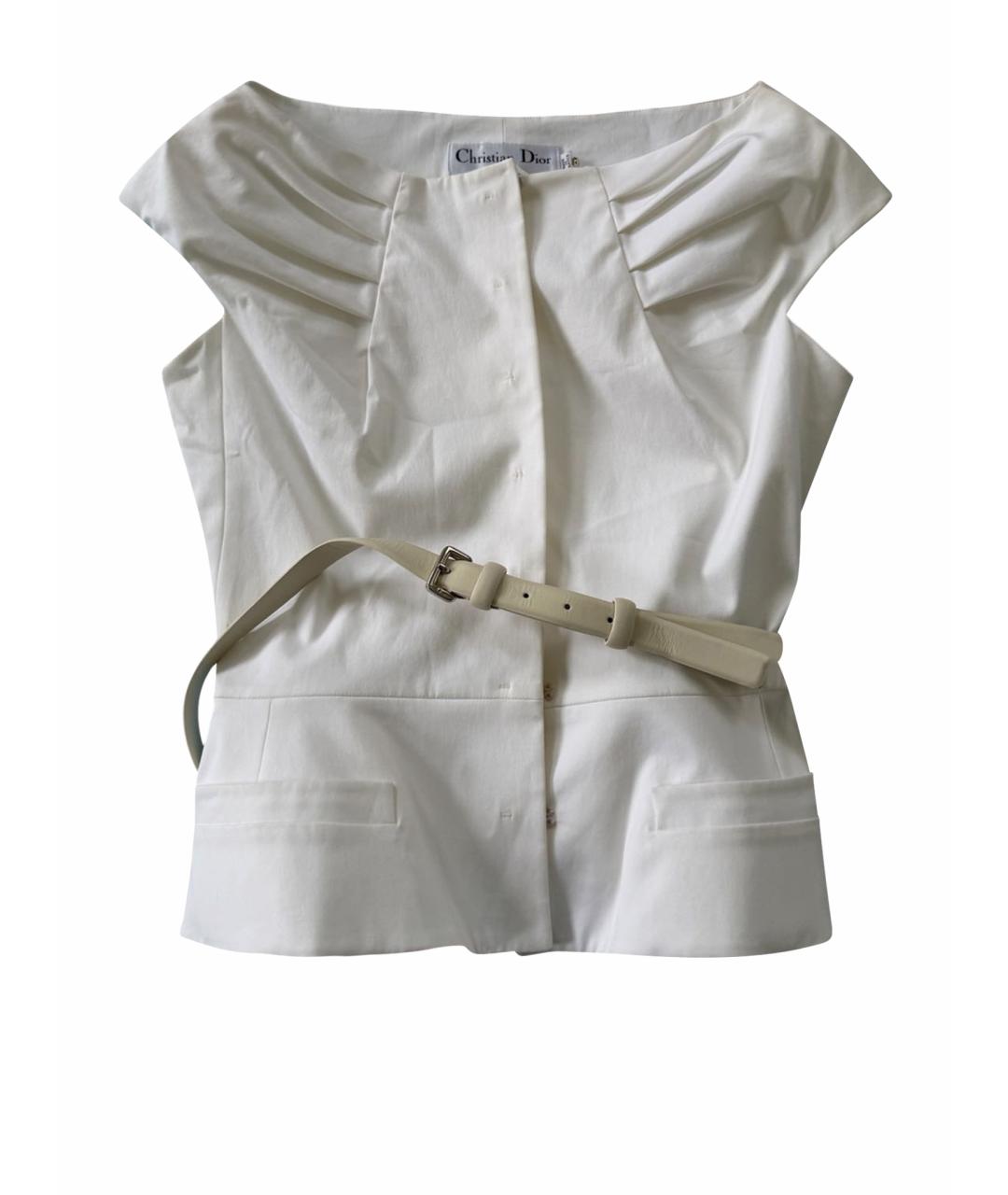 CHRISTIAN DIOR Белый хлопко-эластановый жакет/пиджак, фото 1