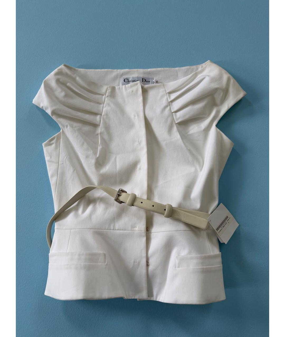 CHRISTIAN DIOR Белый хлопко-эластановый жакет/пиджак, фото 2