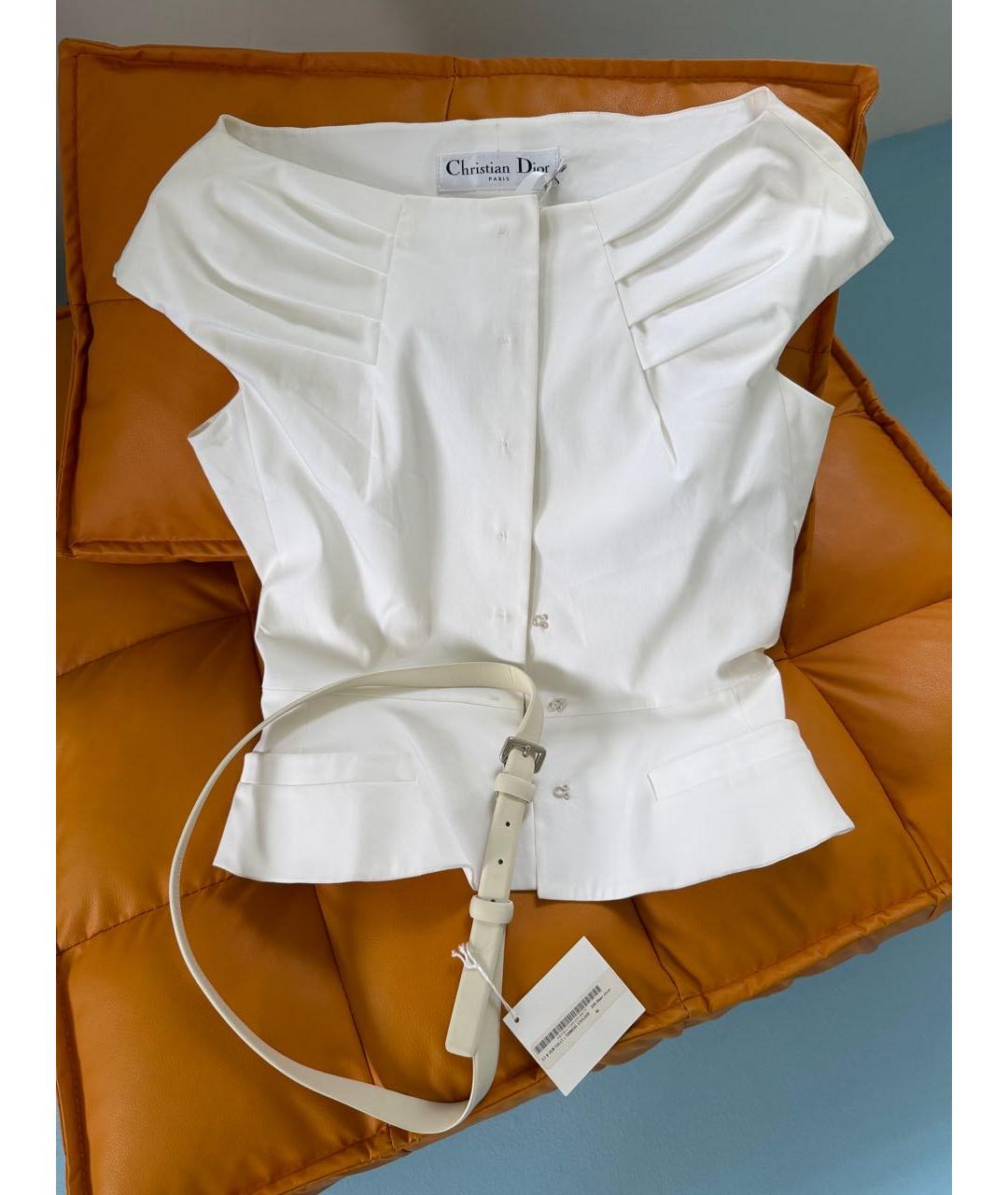 CHRISTIAN DIOR Белый хлопко-эластановый жакет/пиджак, фото 6