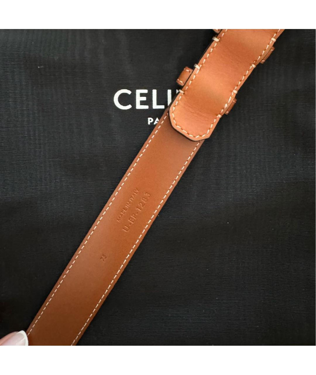 CELINE Коричневый ремень из искусственной кожи, фото 3