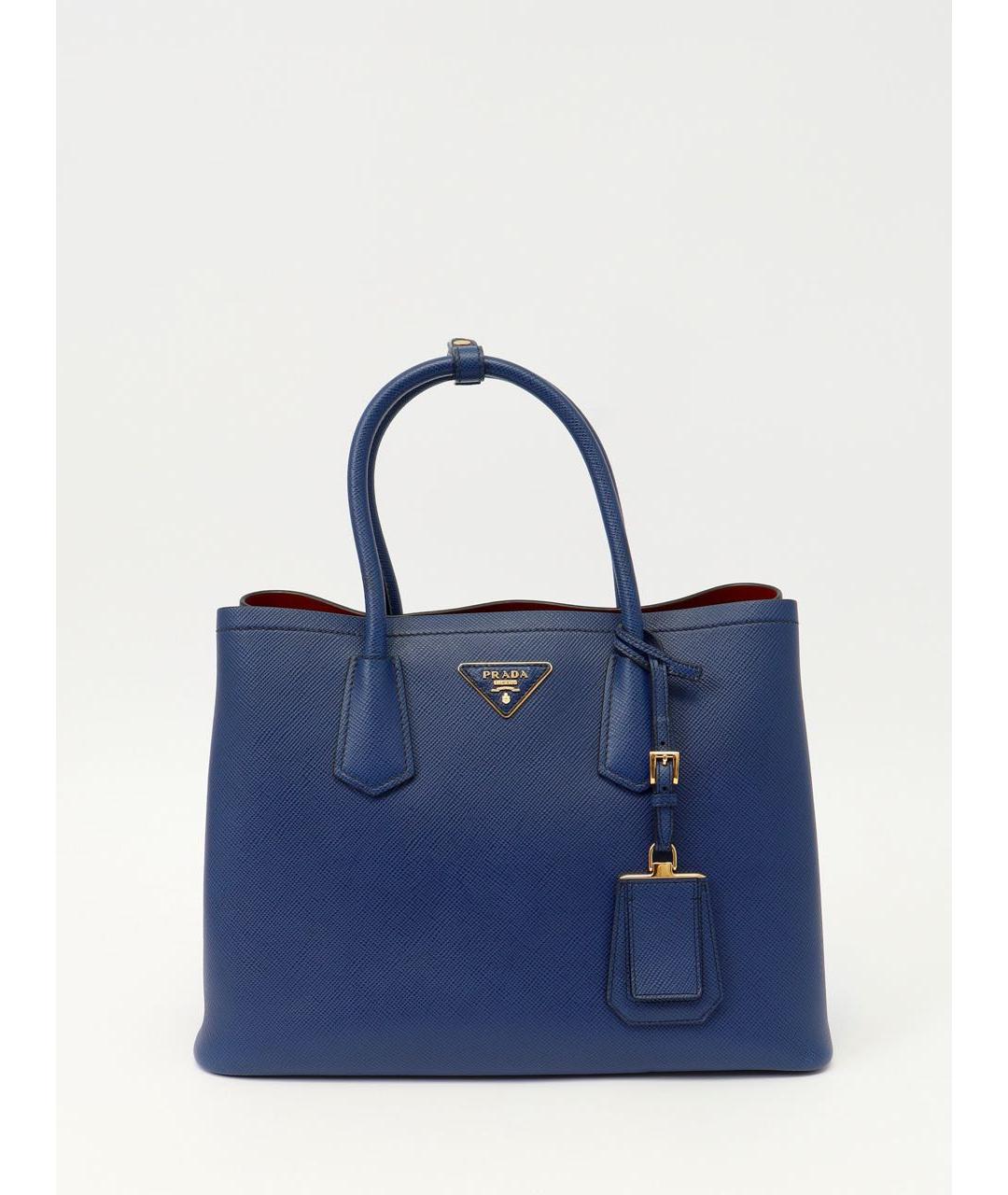 PRADA Темно-синяя кожаная сумка тоут, фото 9