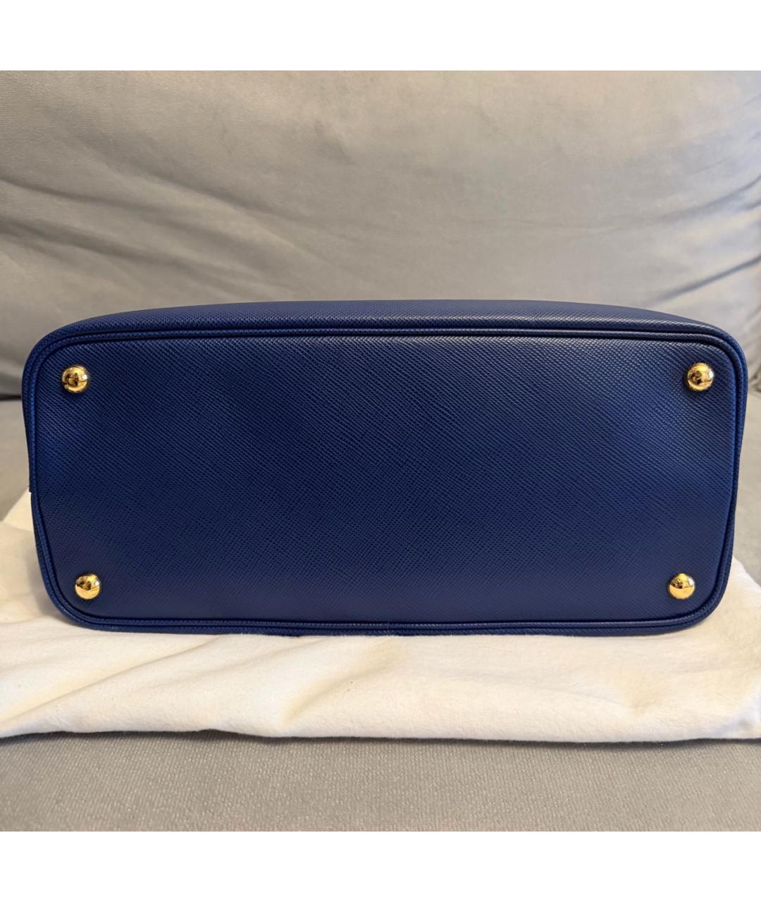 PRADA Темно-синяя кожаная сумка тоут, фото 5