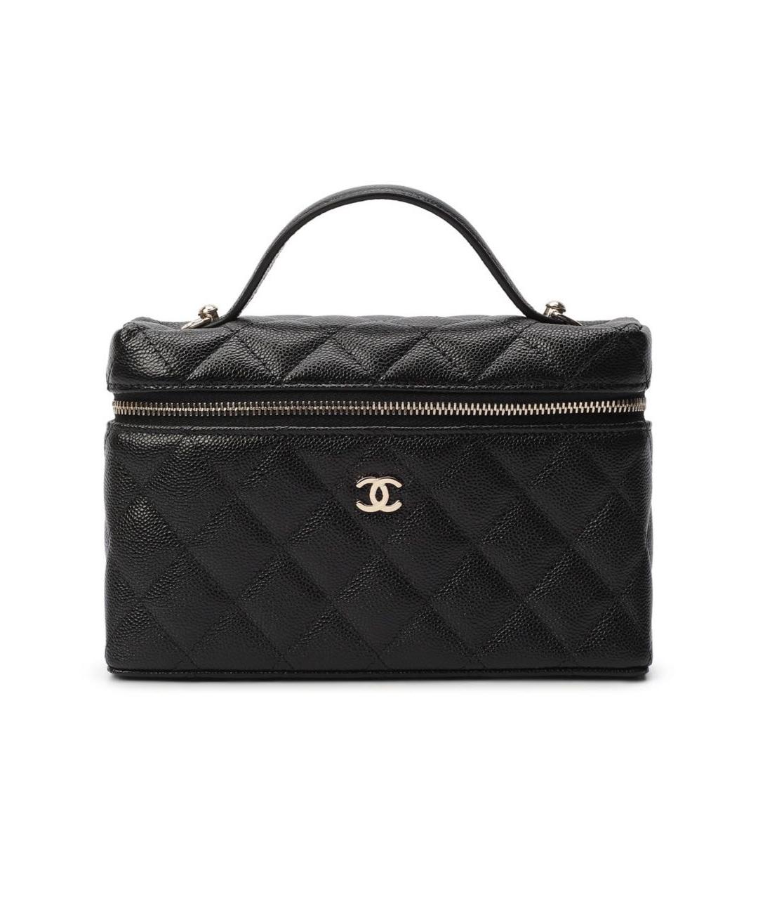 CHANEL Черная кожаная сумка с короткими ручками, фото 1