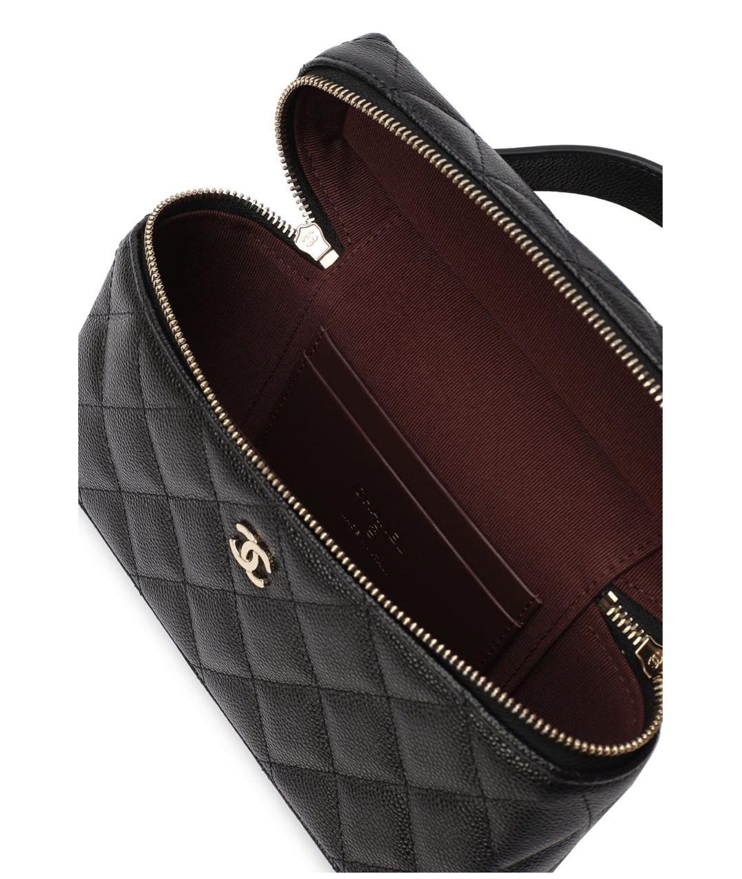 CHANEL Черная кожаная сумка с короткими ручками, фото 4