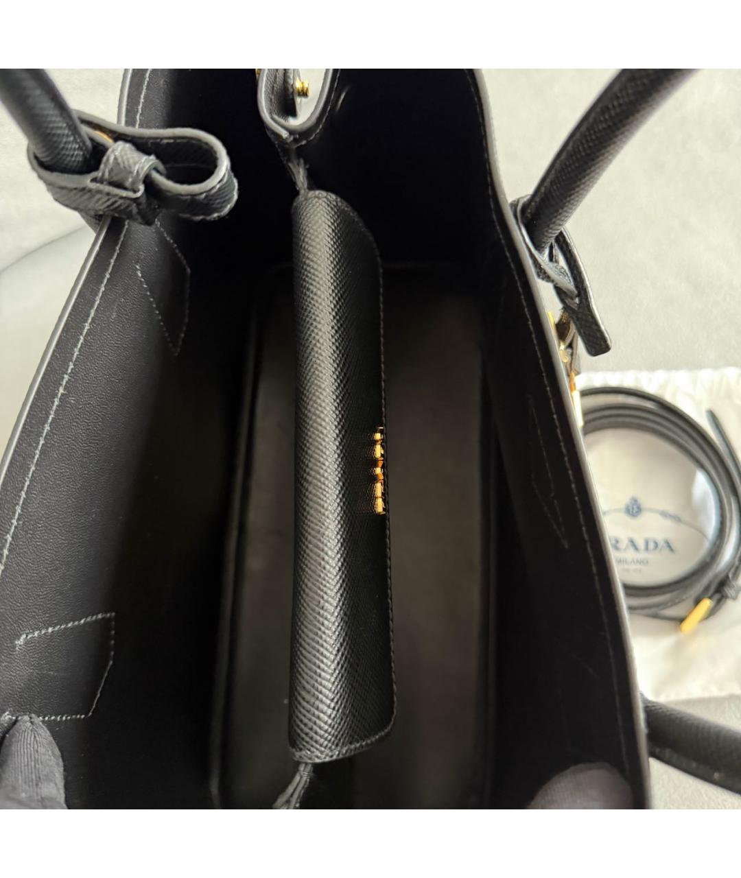PRADA Черная кожаная сумка тоут, фото 7