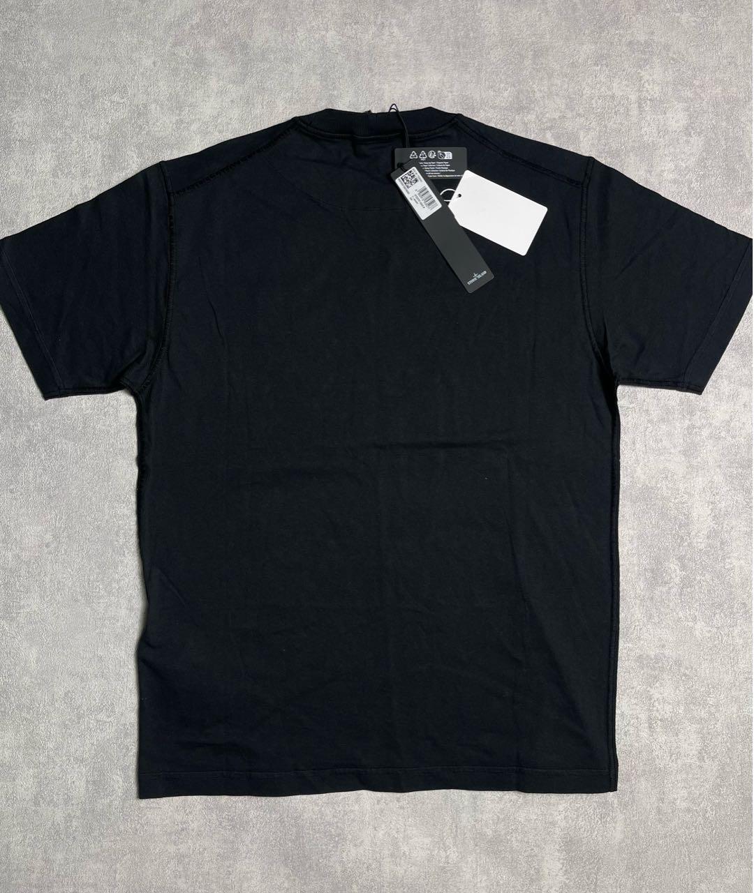 STONE ISLAND Черная хлопковая футболка, фото 3
