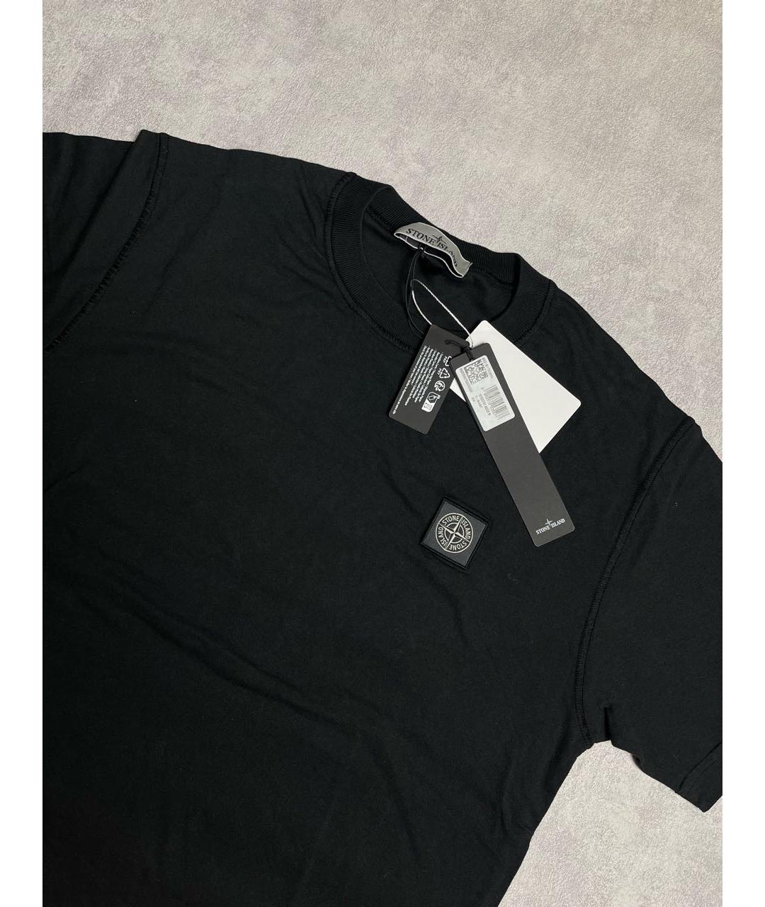 STONE ISLAND Черная хлопковая футболка, фото 4