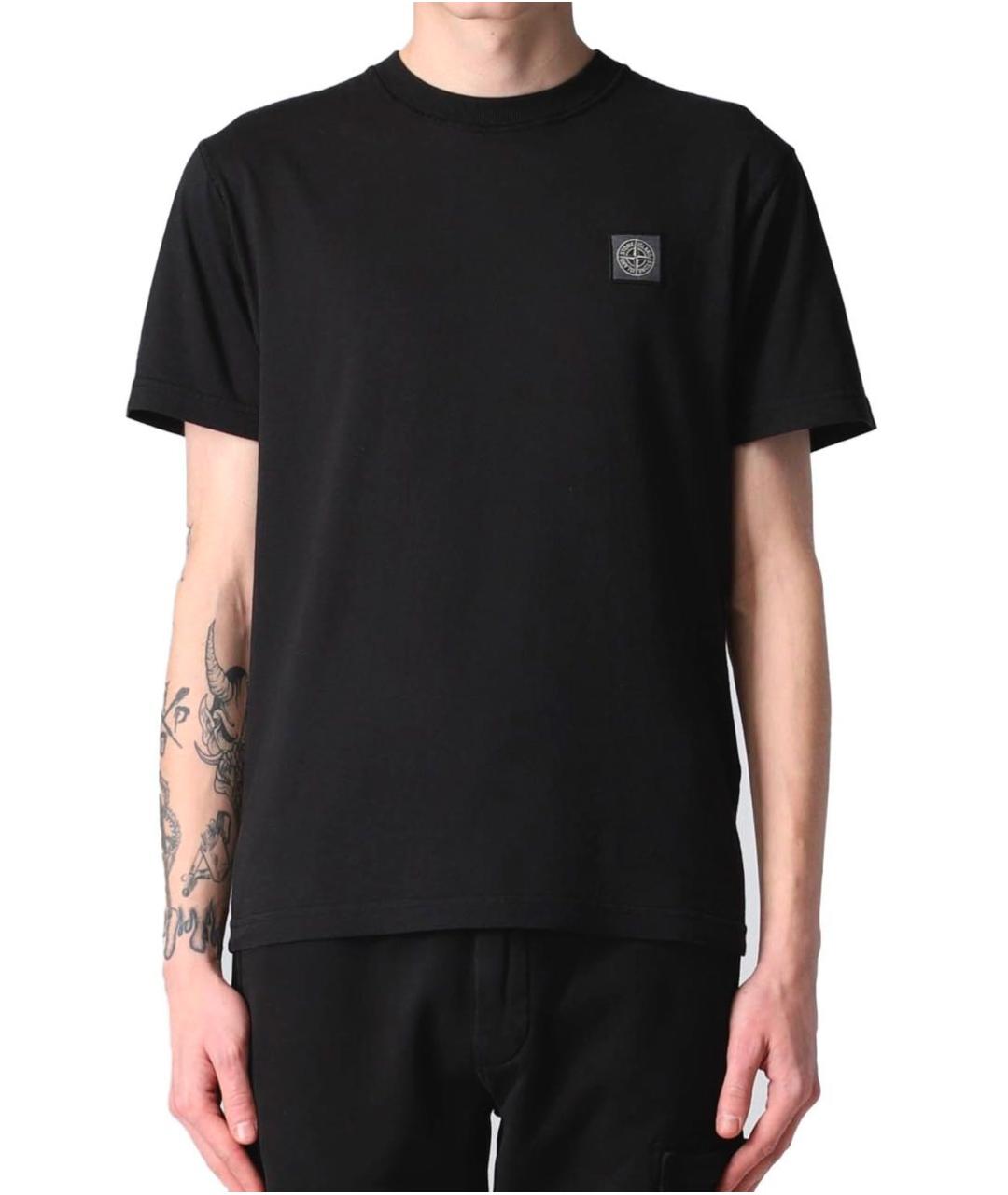 STONE ISLAND Черная хлопковая футболка, фото 6