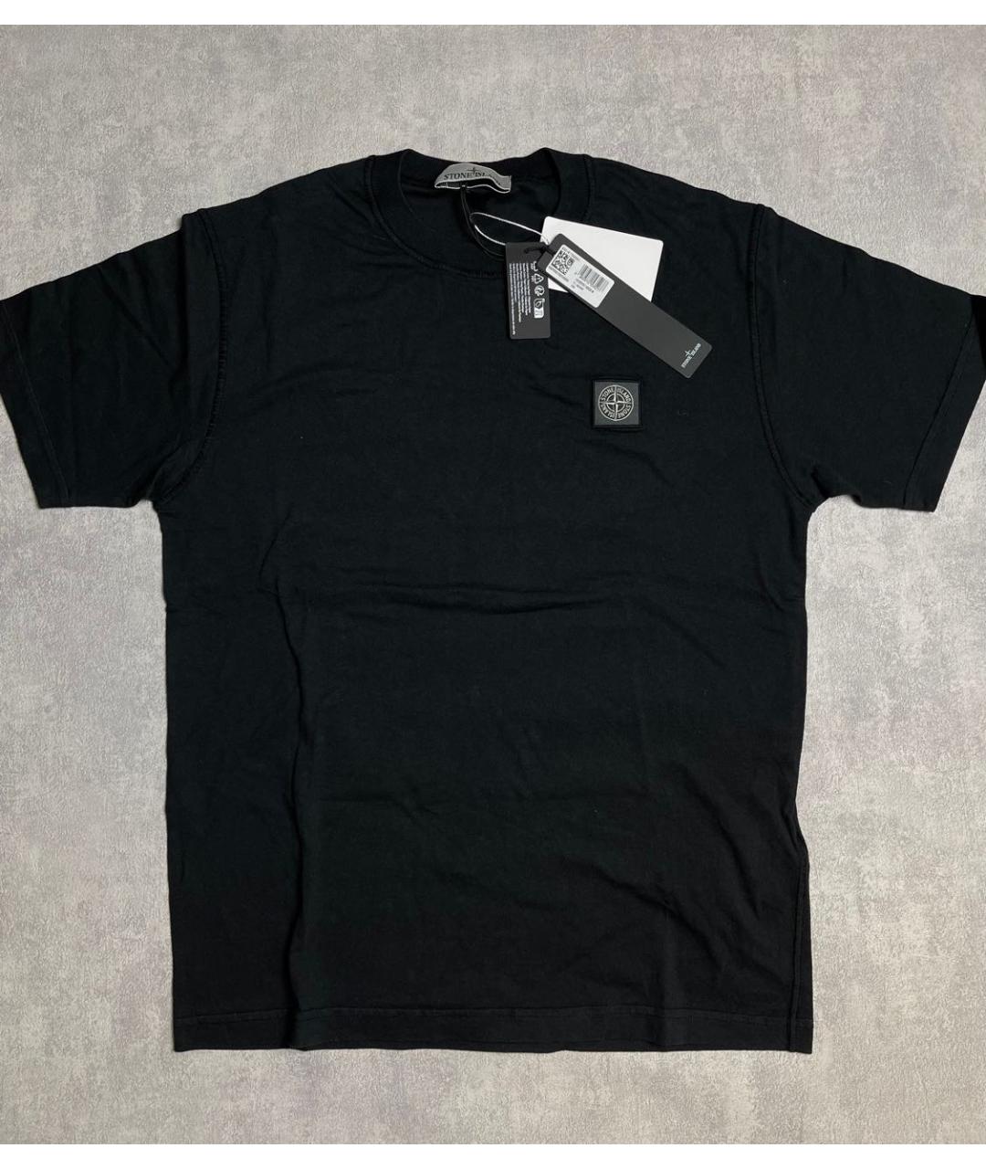 STONE ISLAND Черная хлопковая футболка, фото 2