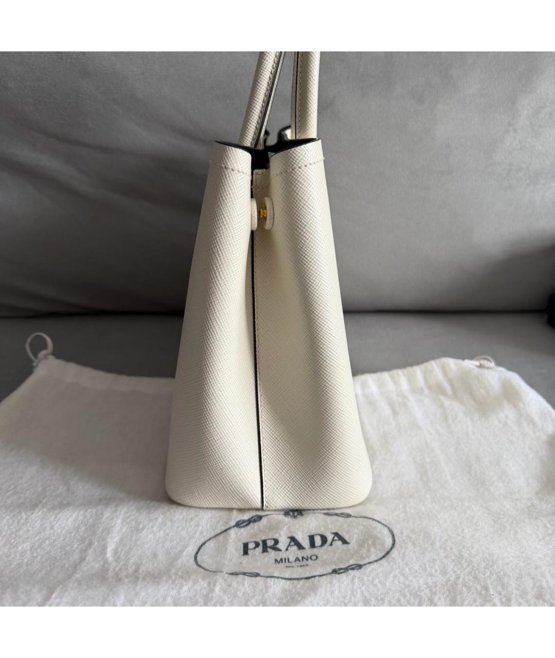 PRADA Белая кожаная сумка тоут, фото 4