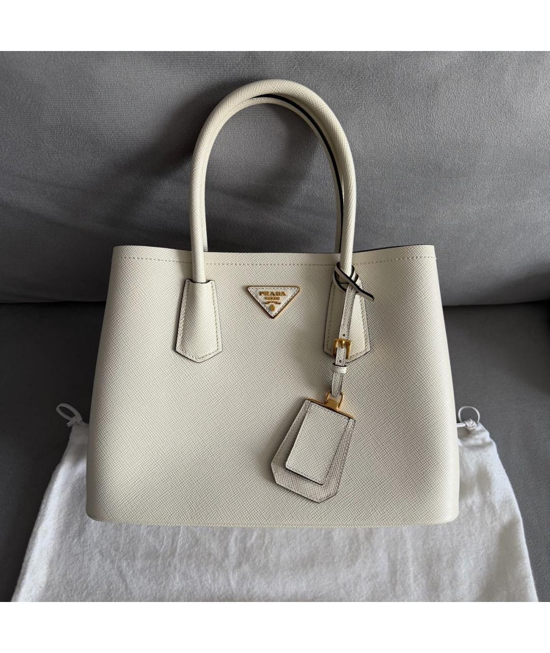PRADA Белая кожаная сумка тоут, фото 2