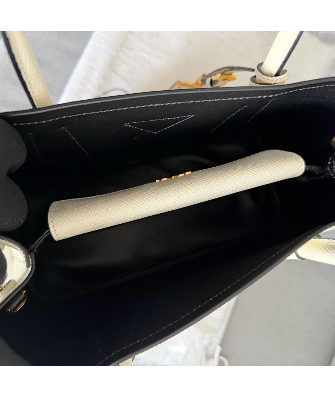 PRADA Белая кожаная сумка тоут, фото 6