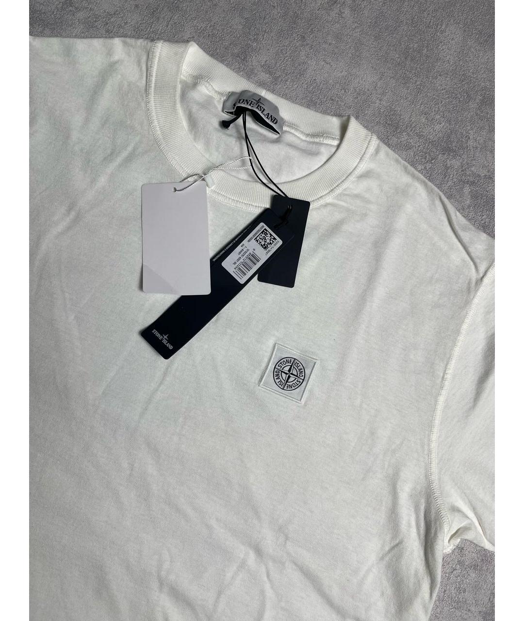 STONE ISLAND Белая хлопковая футболка, фото 4