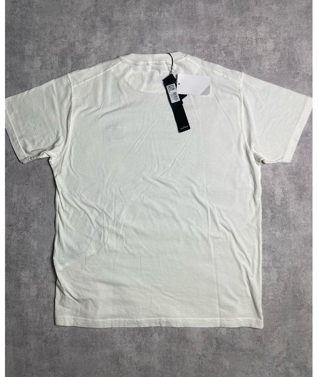 STONE ISLAND Белая хлопковая футболка, фото 3
