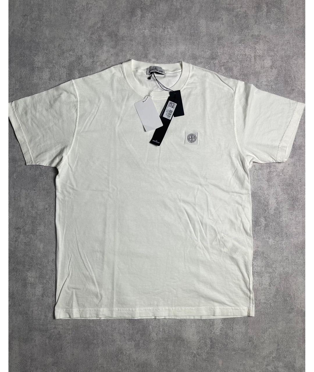 STONE ISLAND Белая хлопковая футболка, фото 2