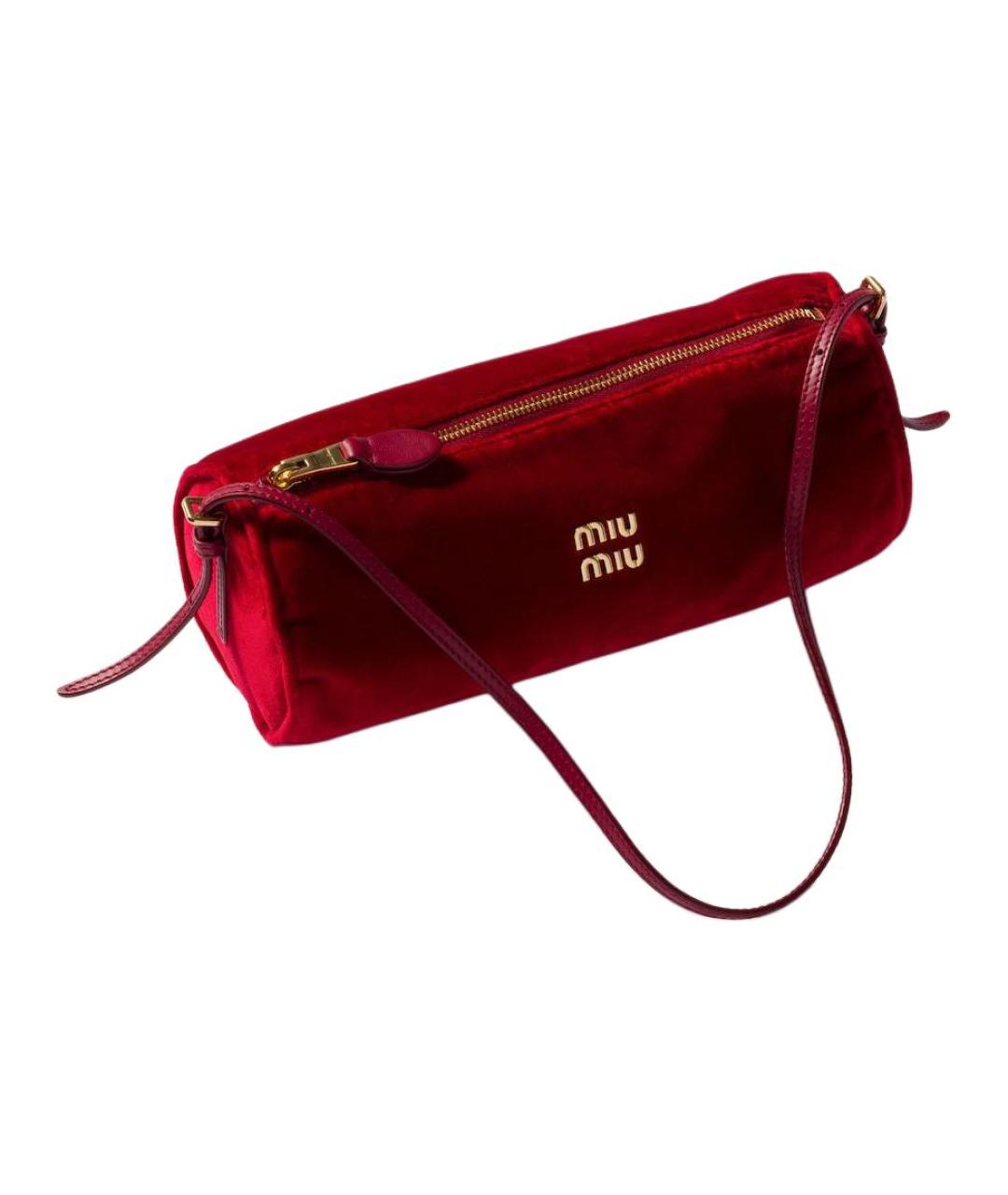 MIU MIU Красная бархатная сумка через плечо, фото 4