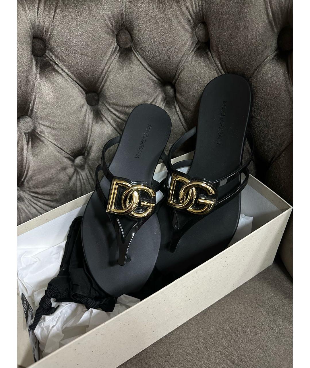 DOLCE&GABBANA Черные шлепанцы, фото 6