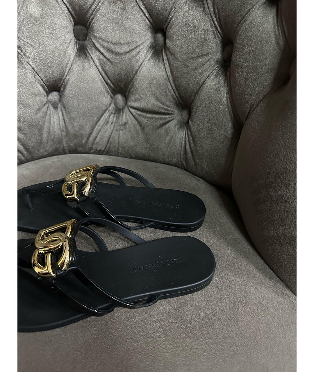DOLCE&GABBANA Черные шлепанцы, фото 2
