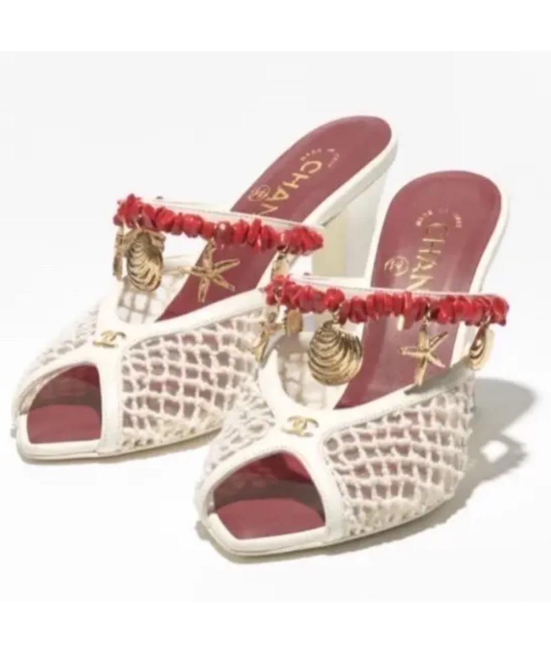 CHANEL Белые кожаные мюли, фото 2