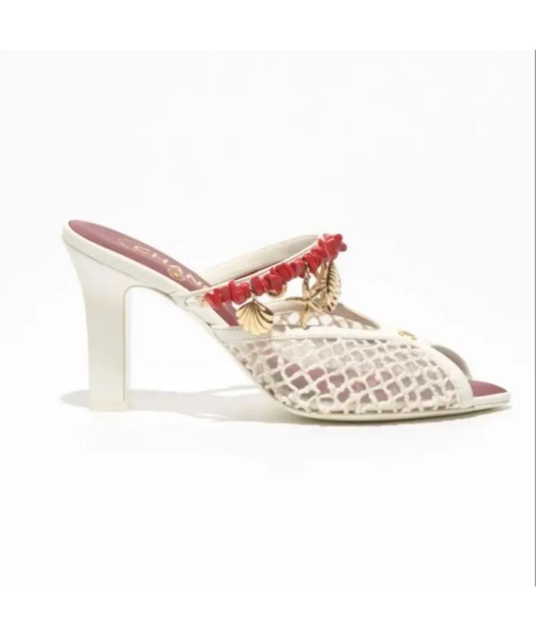 CHANEL Белые кожаные мюли, фото 4