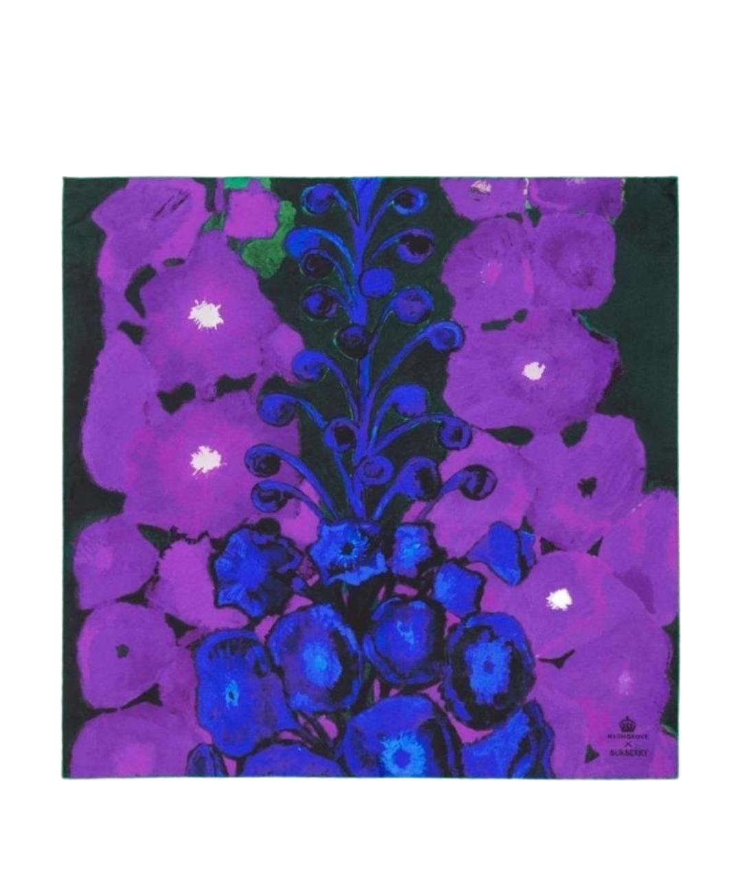 BURBERRY Фиолетовый шелковый шарф, фото 1