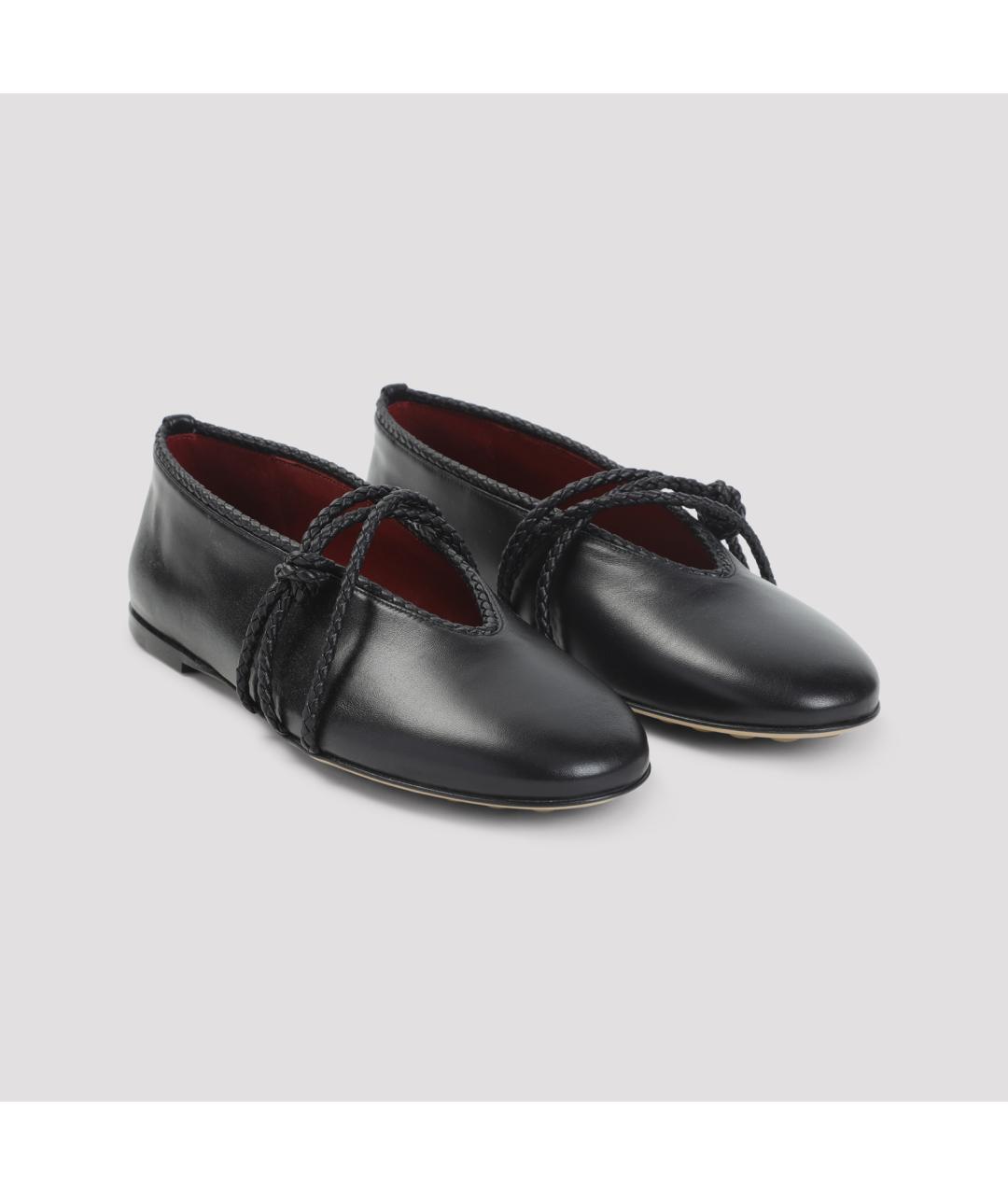 BOTTEGA VENETA Черные кожаные балетки, фото 3