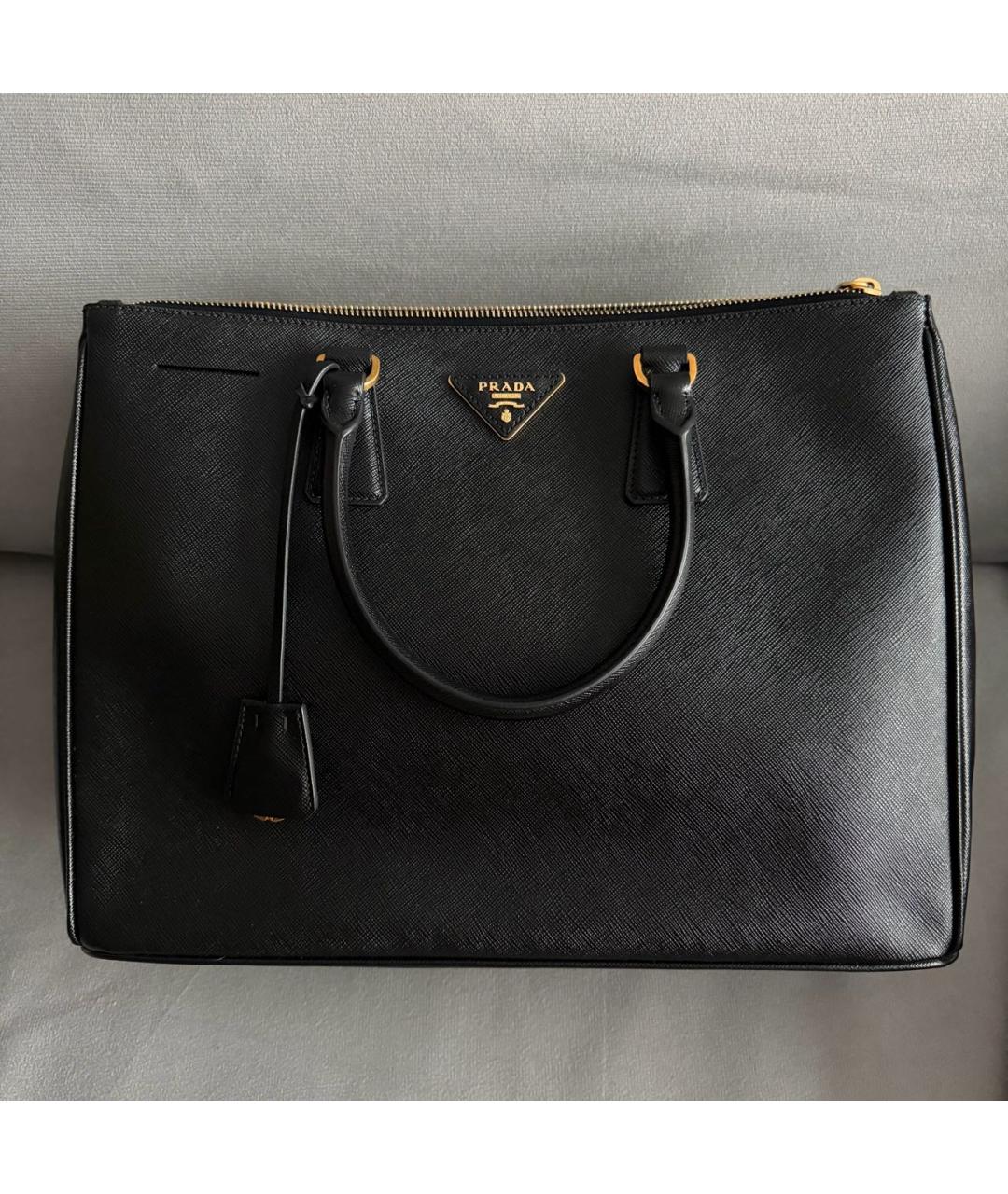 PRADA Черная кожаная сумка тоут, фото 6