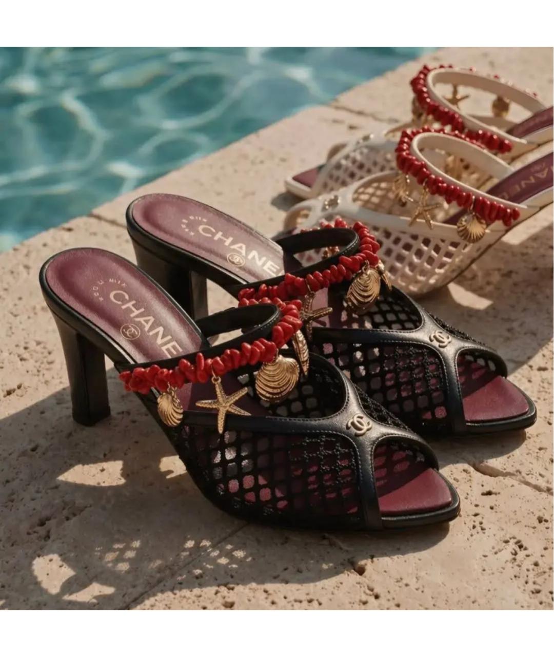 CHANEL Черные кожаные мюли, фото 3