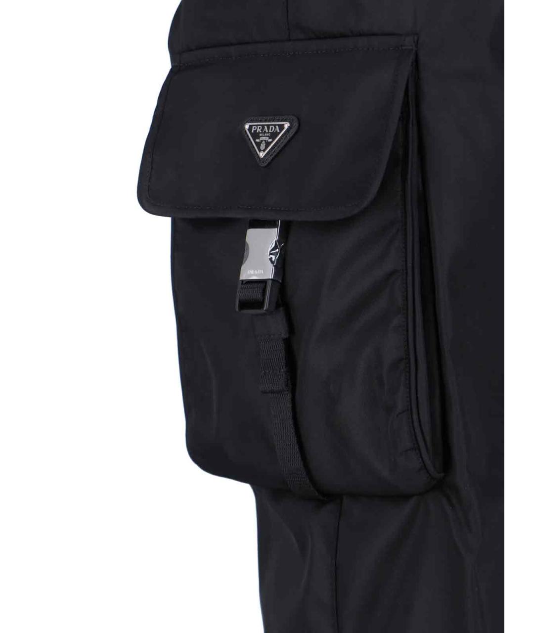 PRADA Черные полиамидовые повседневные брюки, фото 3