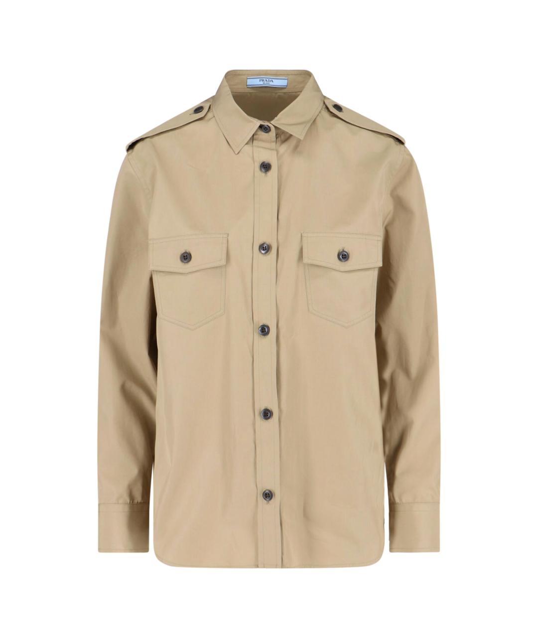 PRADA Бежевая хлопковая рубашка, фото 1