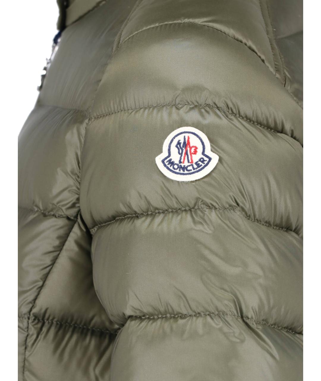 MONCLER Зеленый полиэстеровый пуховик, фото 3