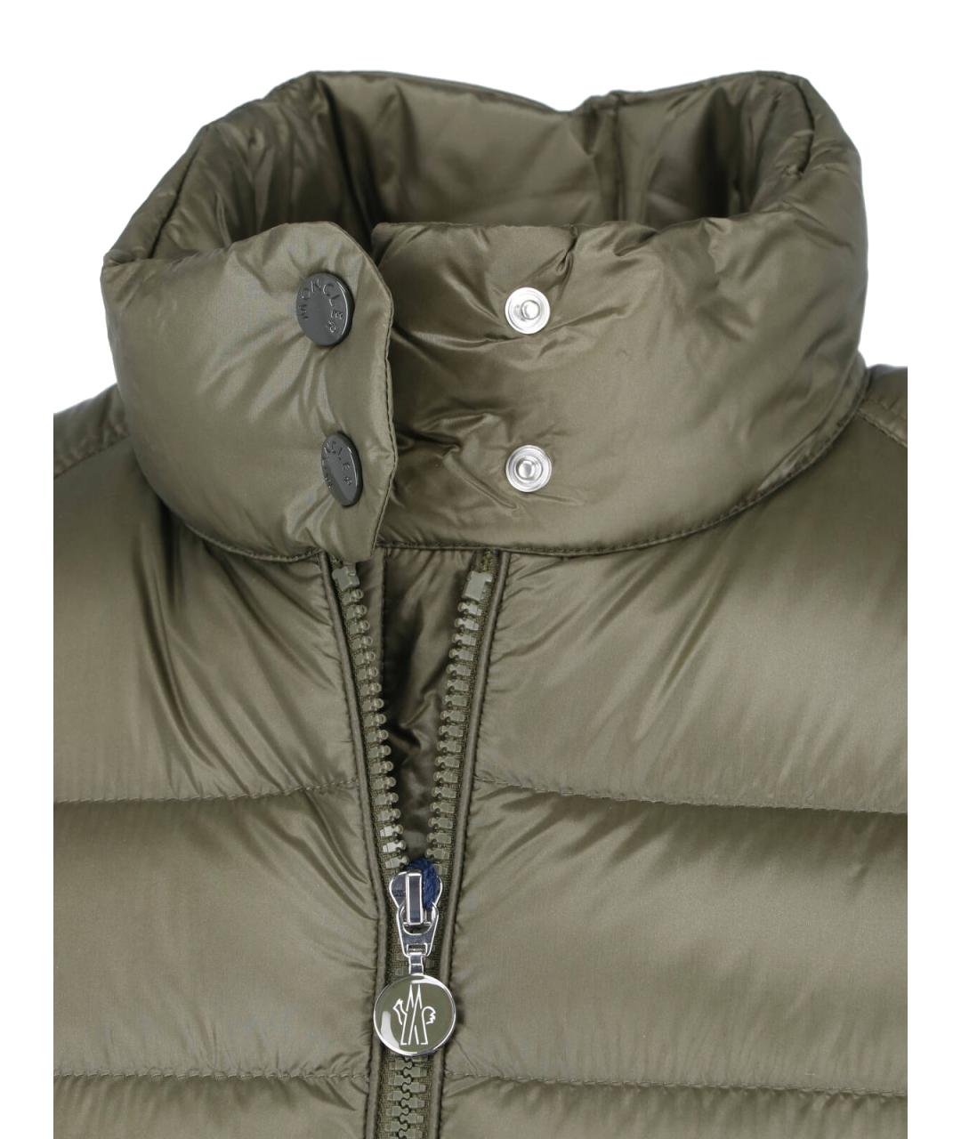 MONCLER Зеленый полиэстеровый пуховик, фото 4