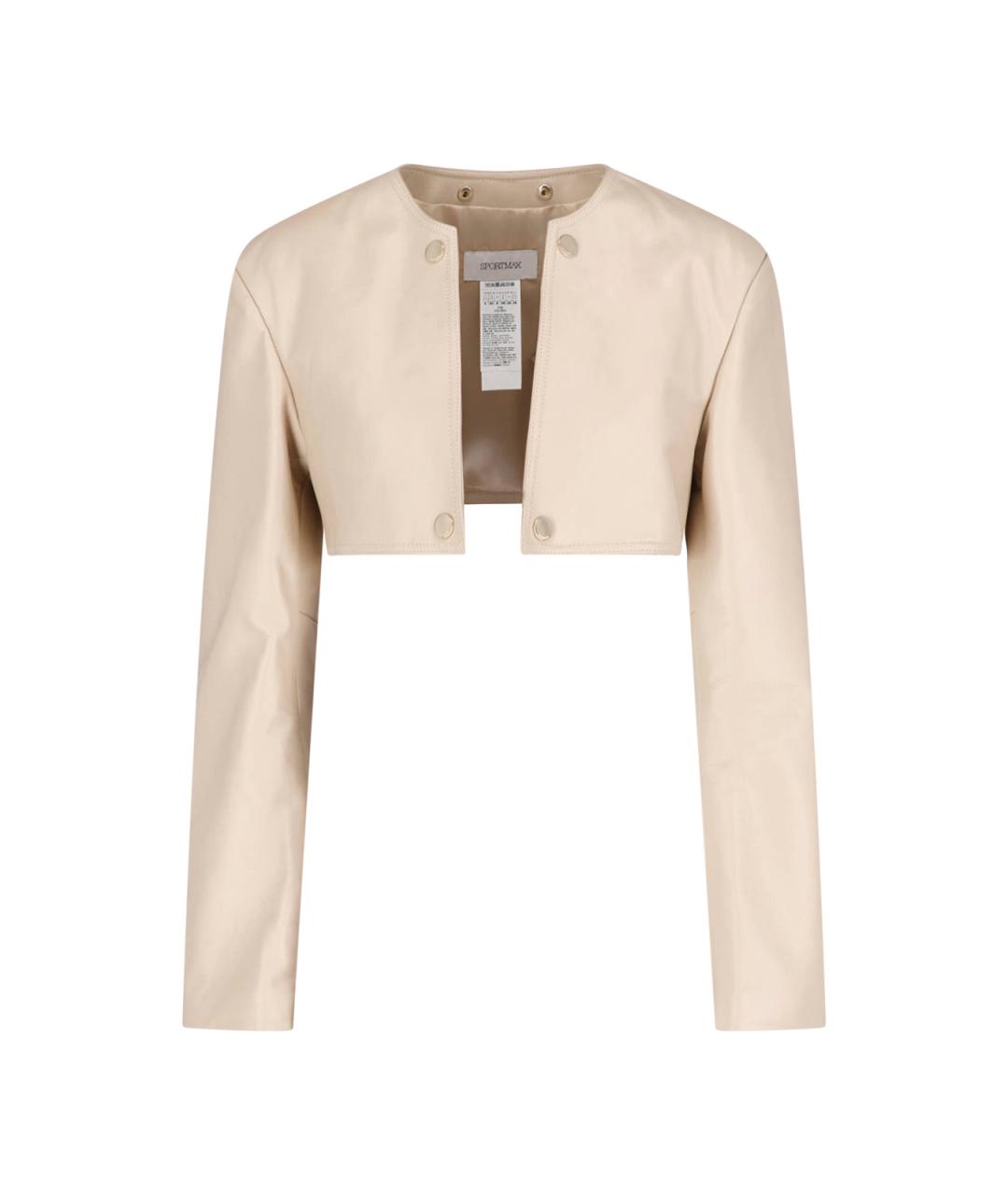 SPORTMAX Бежевая кожаная куртка, фото 4