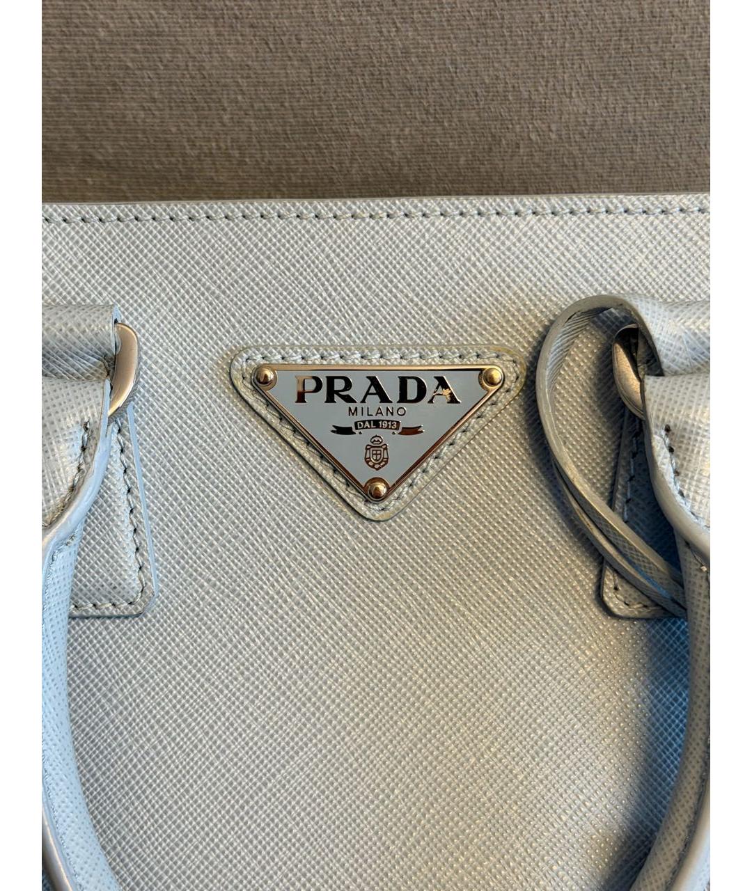 PRADA Голубая кожаная сумка тоут, фото 5