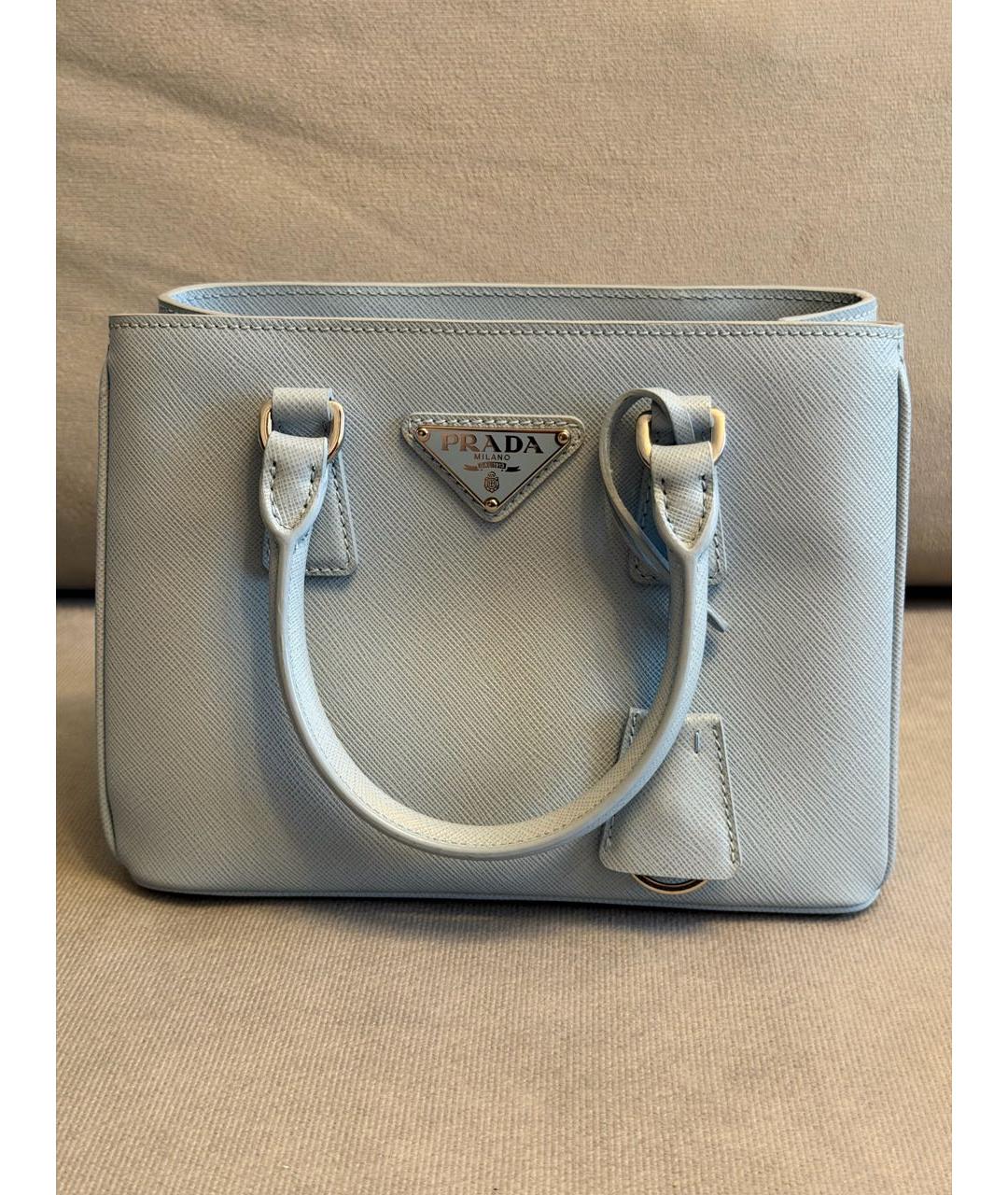 PRADA Голубая кожаная сумка тоут, фото 2