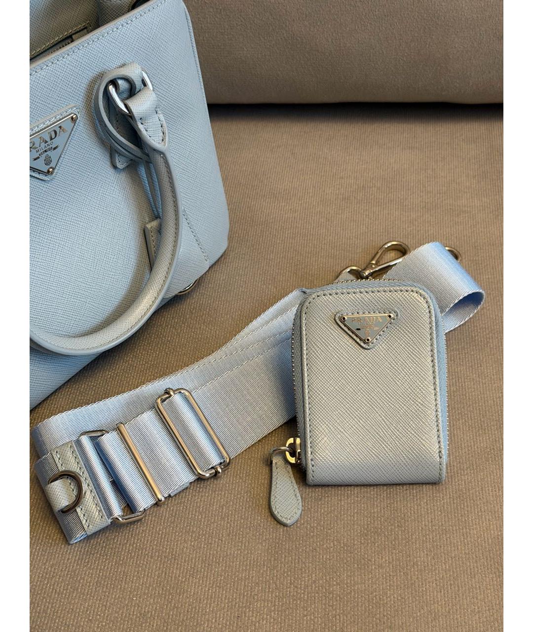 PRADA Голубая кожаная сумка тоут, фото 6