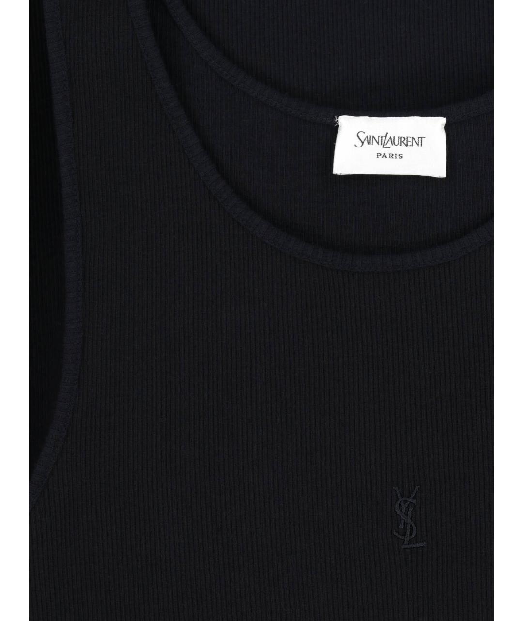 SAINT LAURENT Черное хлопковое повседневное платье, фото 3