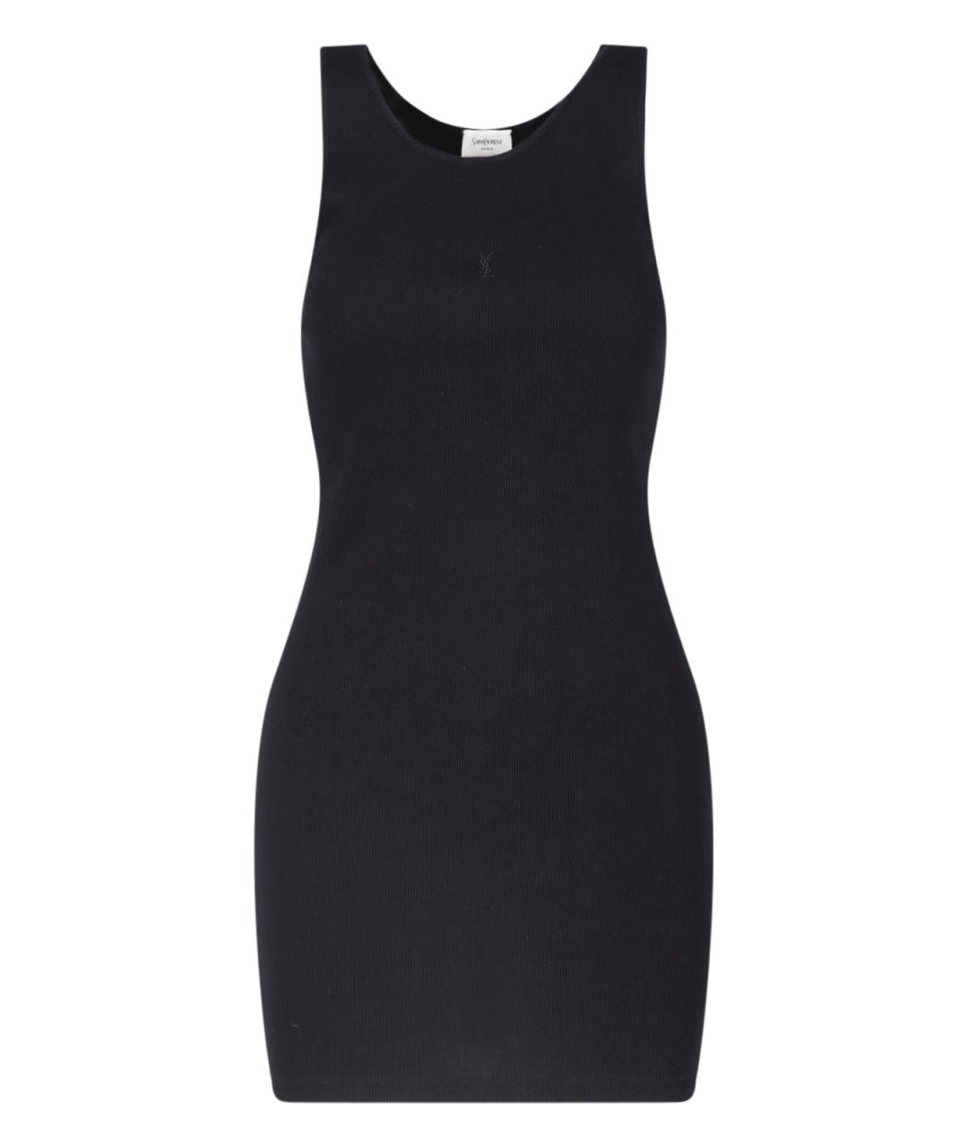 SAINT LAURENT Черное хлопковое повседневное платье, фото 1